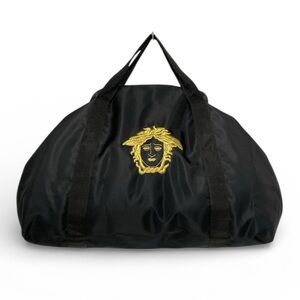 Gianni Versace Duffle Bag in Black with Gold Medusa